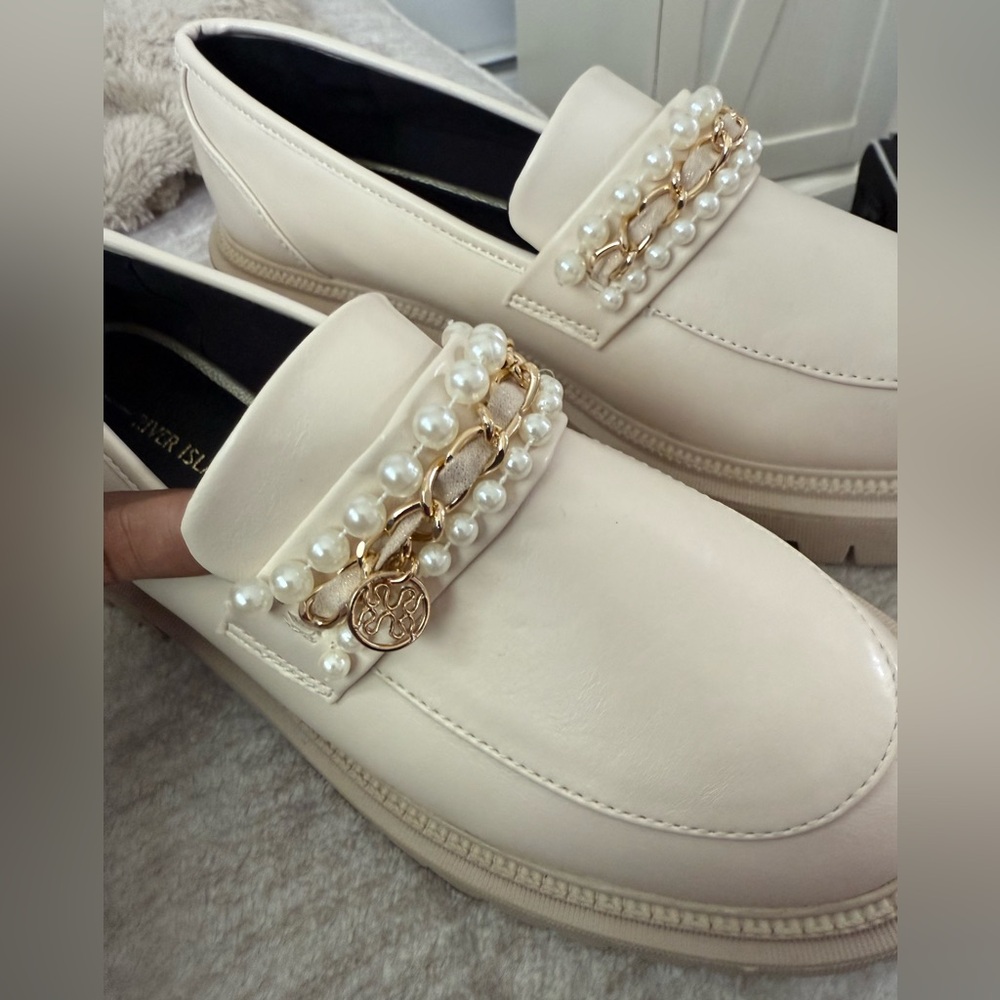 River Island Beige Embellished Chunky Loafers